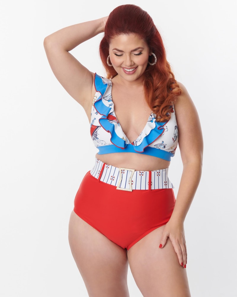 Red white and blue plus size bathing suit store